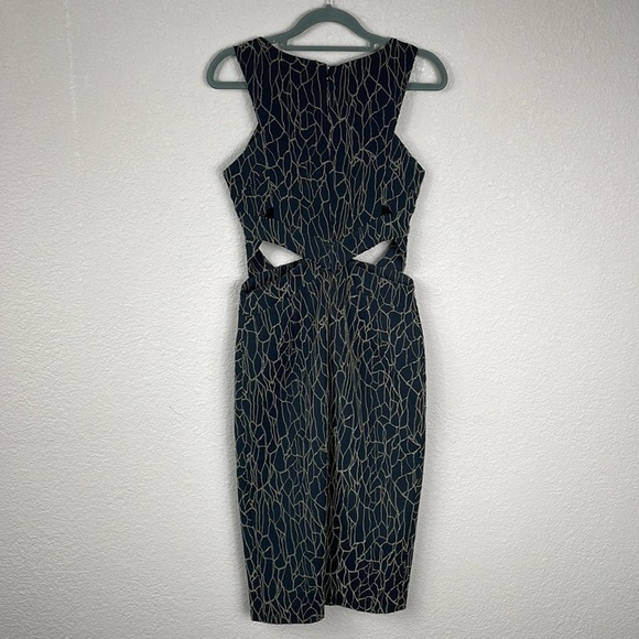 Jonathan Simkhai Black Caviar Side Cutout Midi Pencil Dress Cocktail Party Sz 0 - Picture 8 of 13